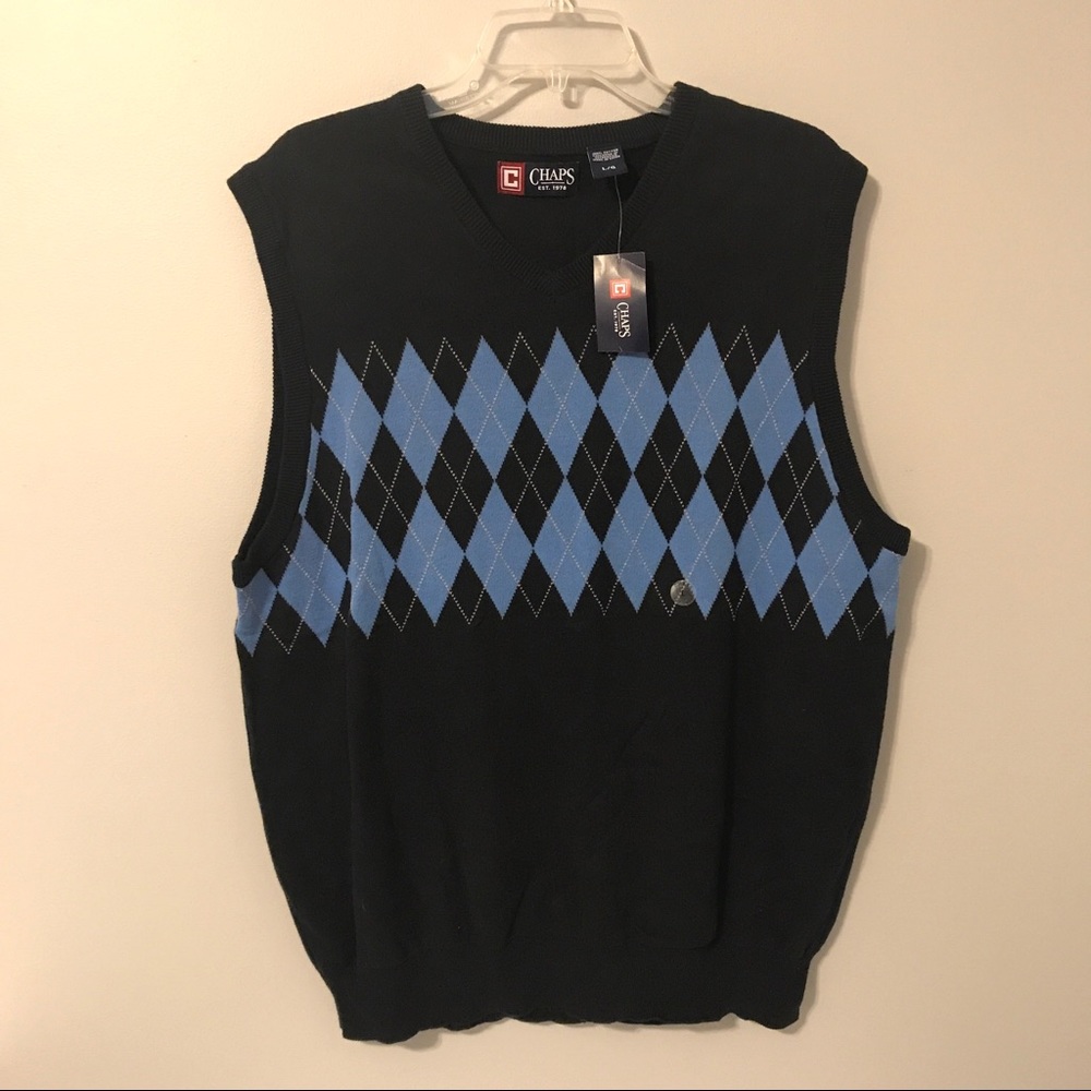 CHAPS Sweater Vest Navy Blue NEW WITH TAG